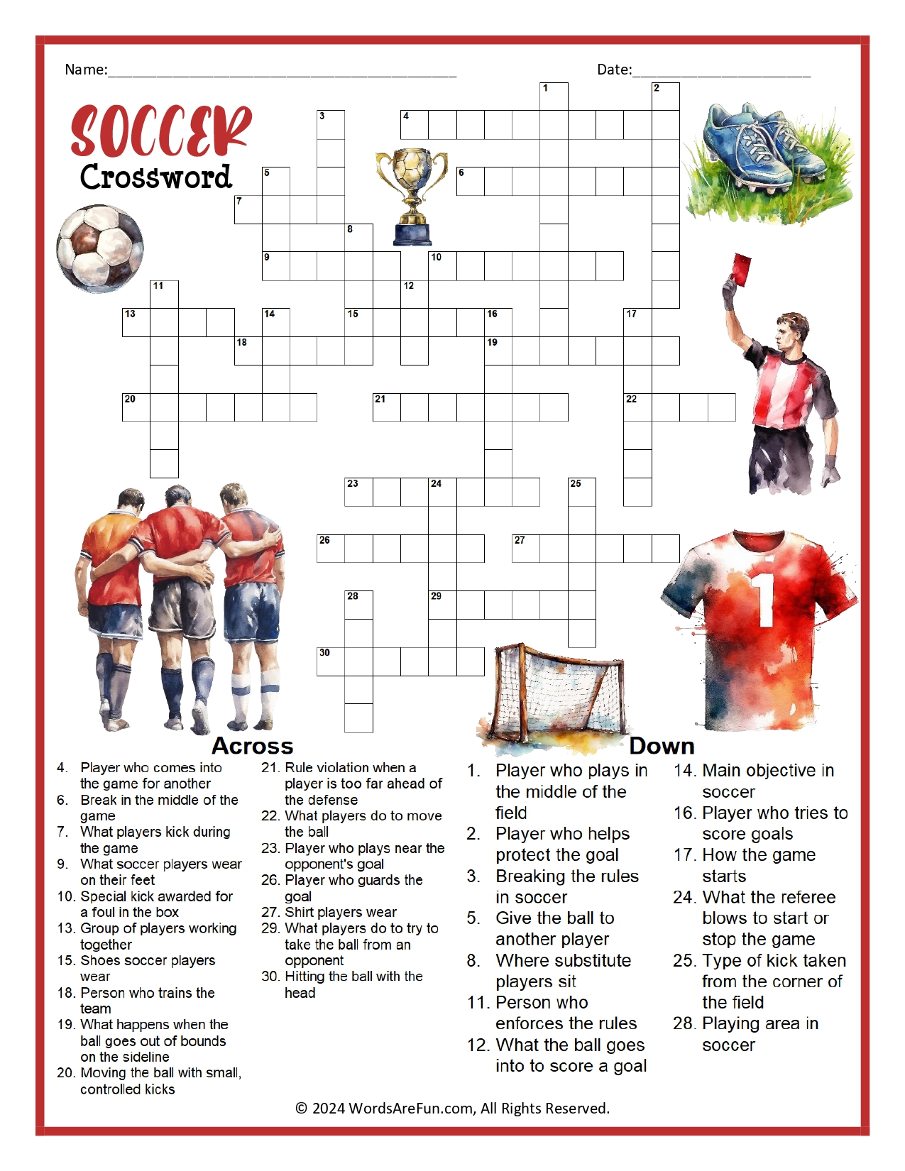 Free Soccer Highlight Crossword: Enjoy Hours of Football Fun!