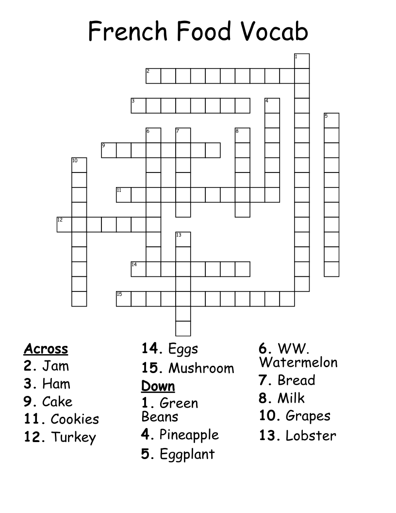 French Menu Word Crossword: Your Easy Guide to Learn French!